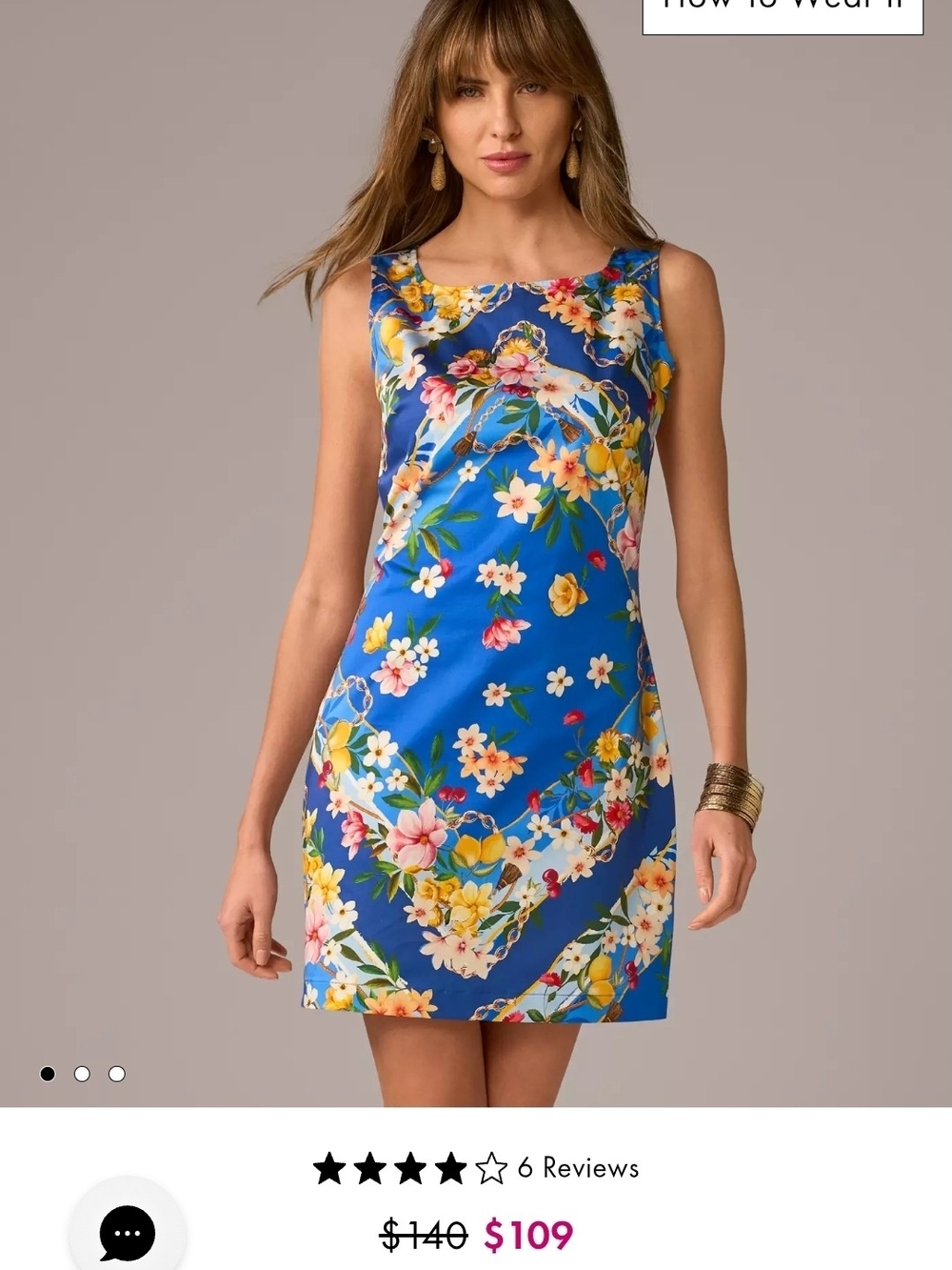 Boston Proper Bright Blue Floral Sleeveless Shift Dress